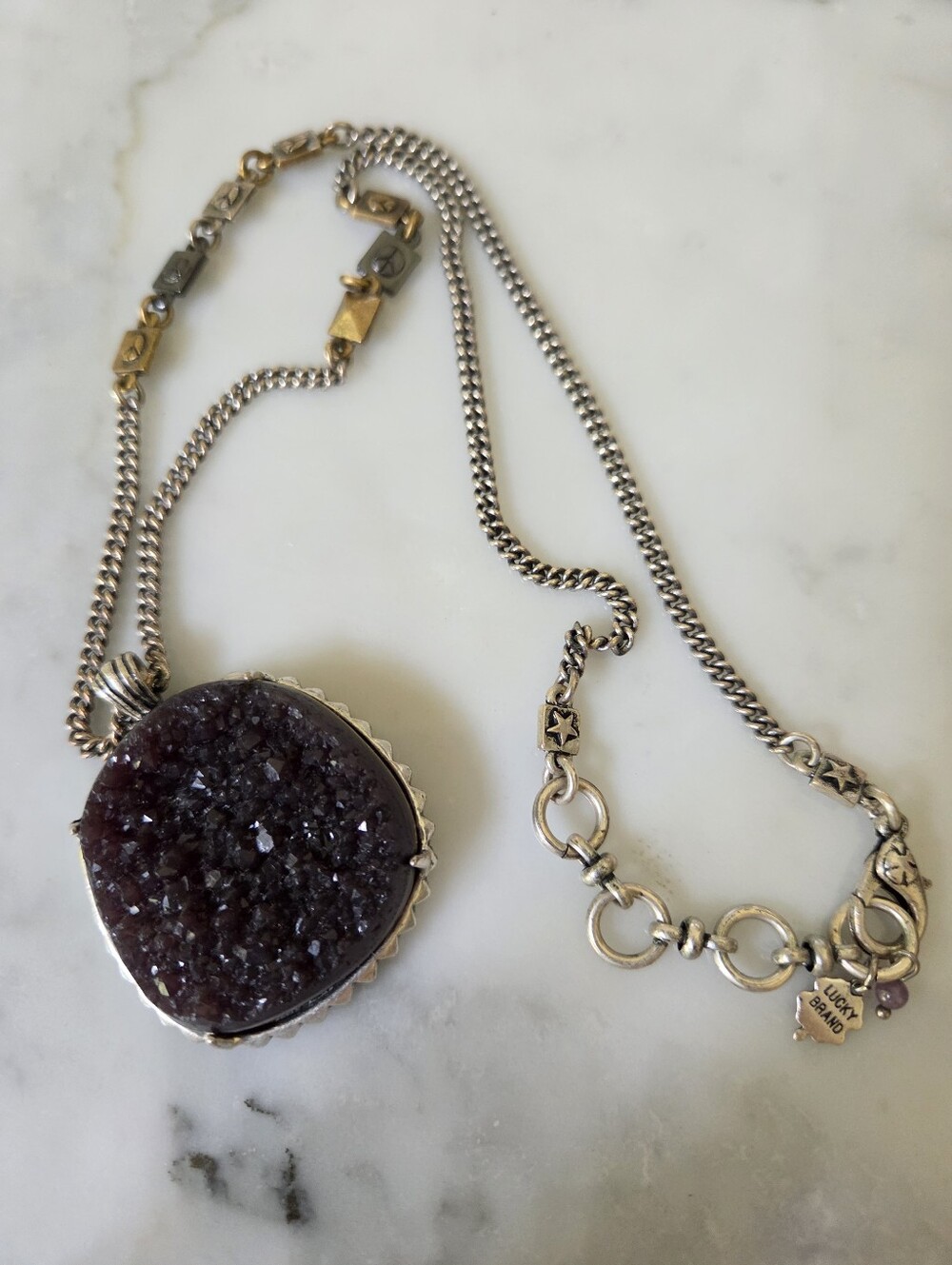 Lucky Brand Purple Druzy Necklace